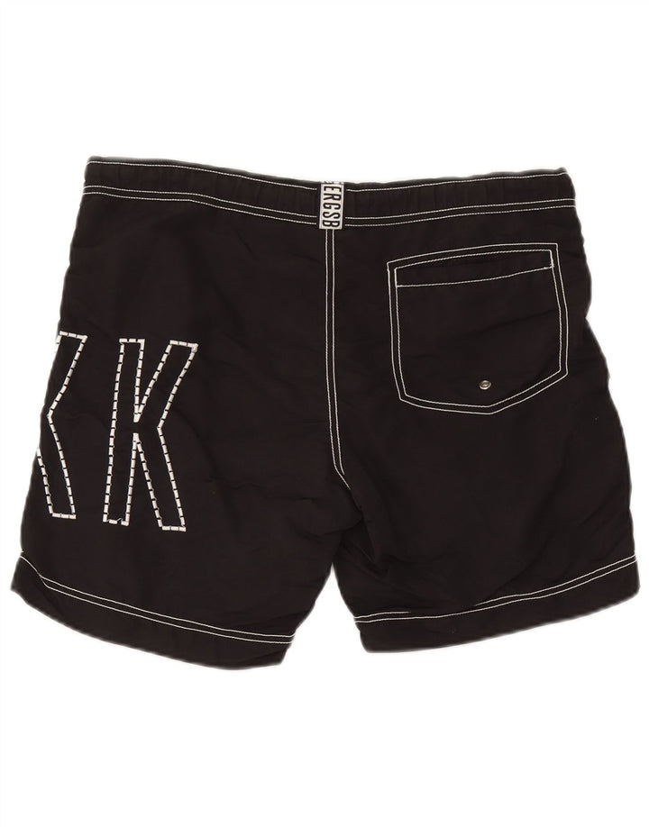Bikkembergs Shorts de natação masculino gráfico médio preto poliéster