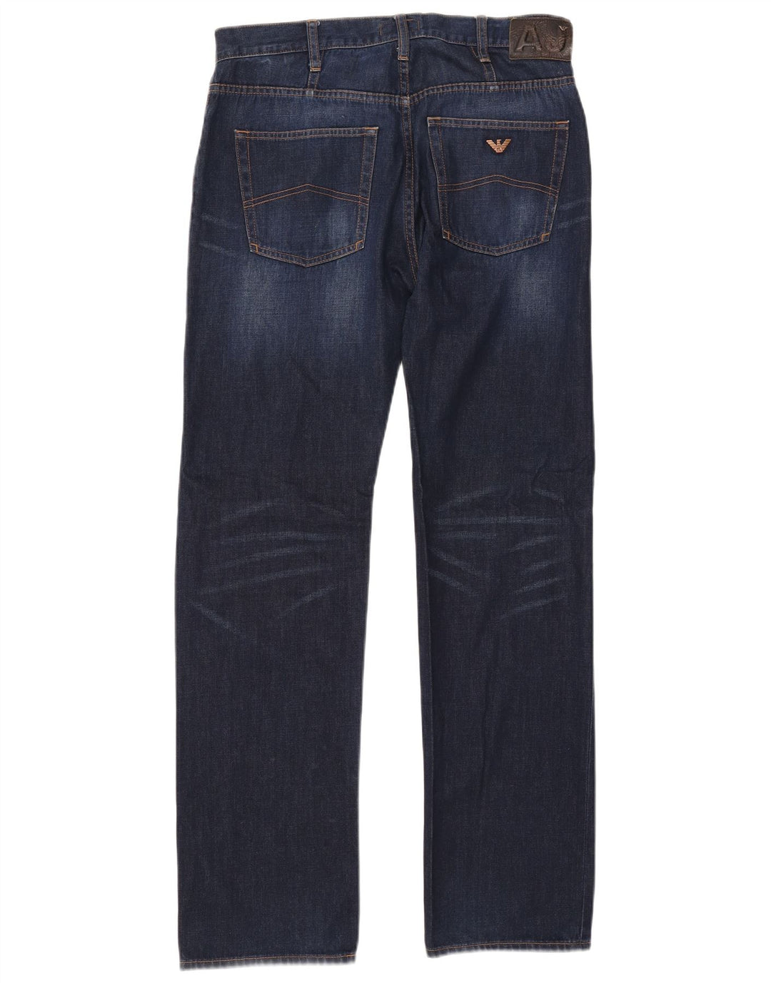 ARMANI Mens Straight Jeans W32 L32 Azul Marinho Algodão