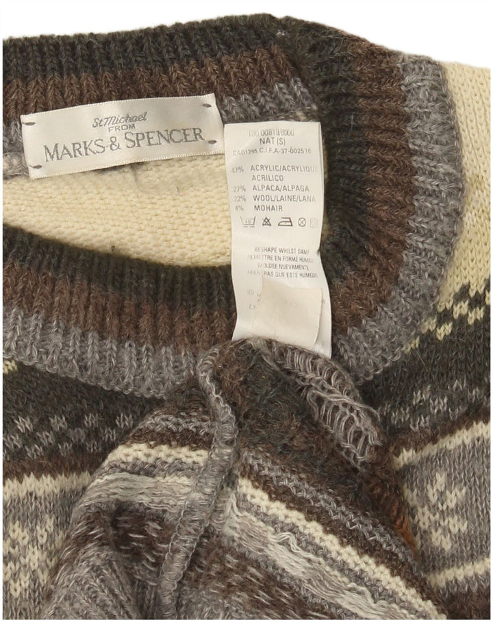 Suéter masculino Marks & Spencer St. Michael com gola redonda, marrom pequeno