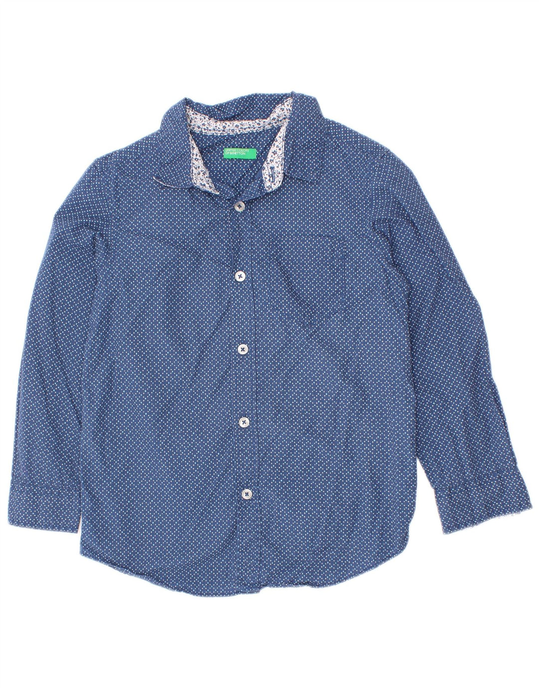 Camisa Benetton Menino 4-5 Anos XS Azul Algodão Manchado