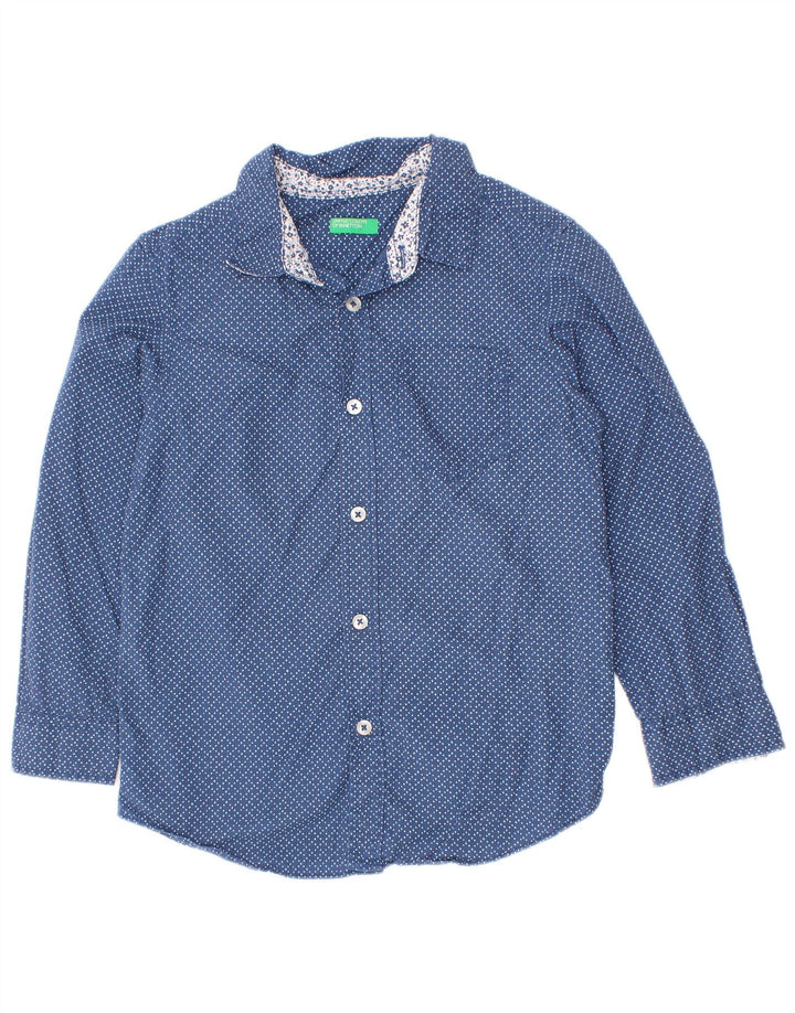 Camisa Benetton Menino 4-5 Anos XS Azul Algodão Manchado