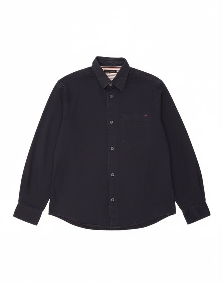 Camisa masculina TOMMY HILFIGER grande algodão azul marinho