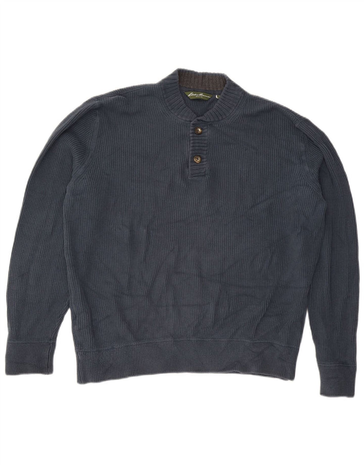 EDDIE BAUER Suéter masculino com gola redonda, grande algodão azul marinho