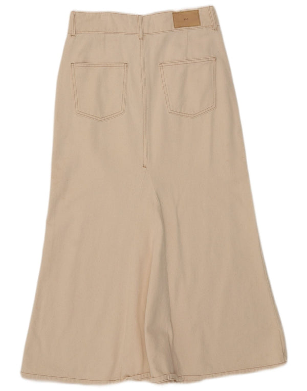 Saia midi feminina Zara médio W29 algodão bege
