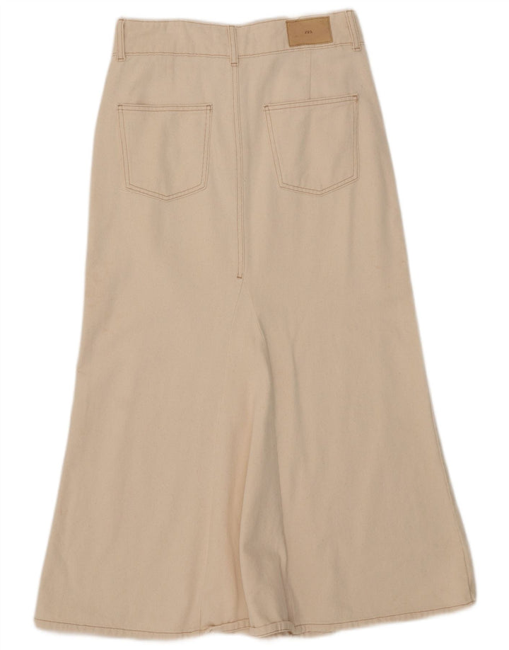 Saia midi feminina Zara médio W29 algodão bege