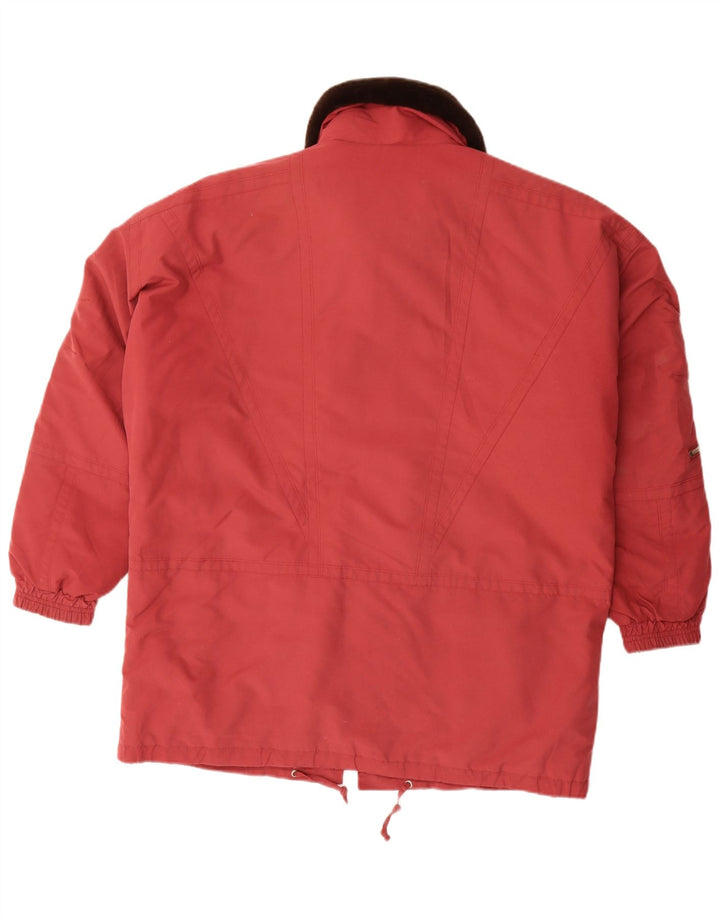 Jaqueta corta-vento feminina vintage UK 18 XL poliéster vermelho