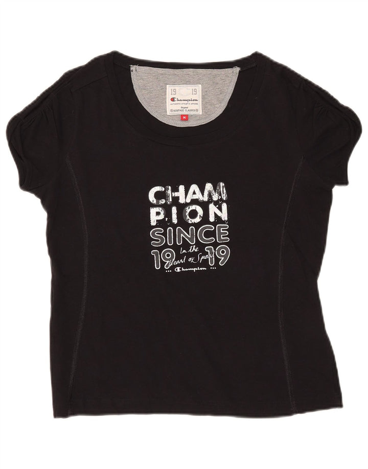 Camiseta feminina CHAMPION Heritage Classics com estampa UK 12 médio preto