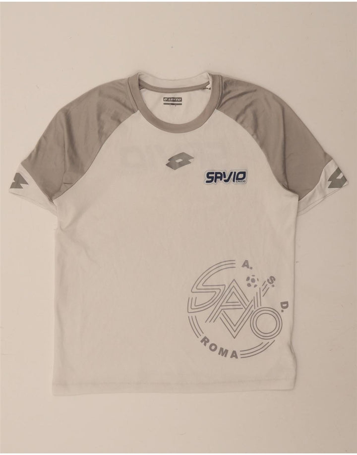Camiseta gráfica masculina LOTTO Top médio branco colorblock poliéster