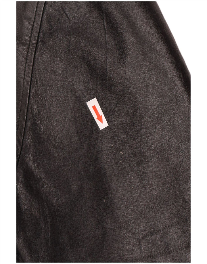 Jaqueta masculina vintage de couro para motociclista IT 52 XL preta