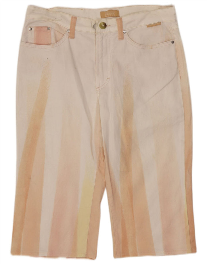 Gianfranco Ferre Bermuda jeans feminina W28 médio branco colorblock