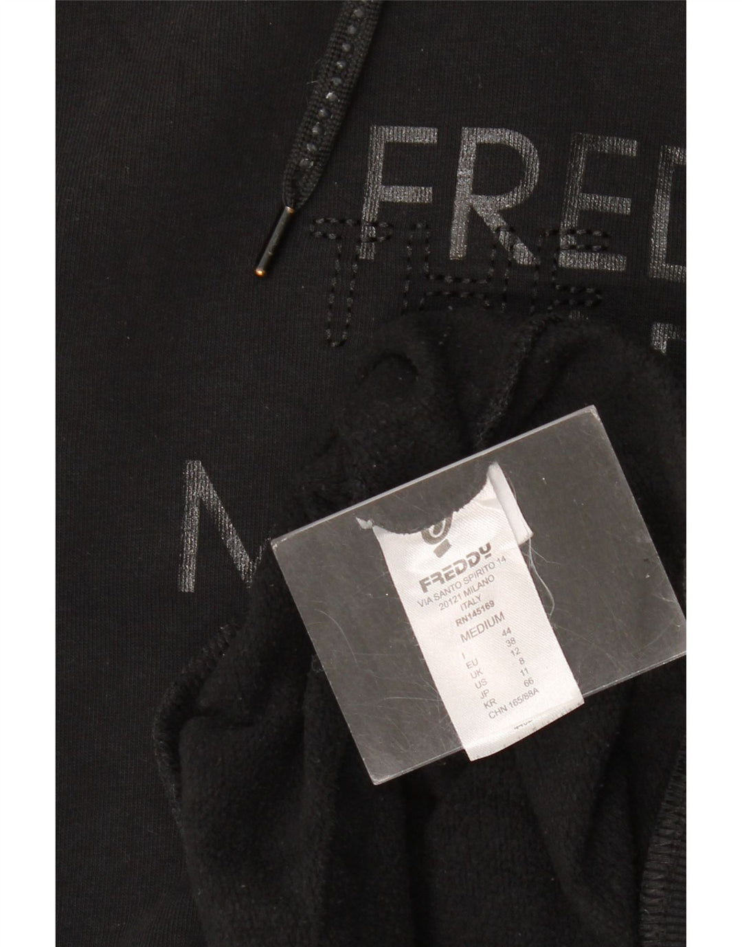 Freddy moletom gráfico feminino jumper UK 14 médio algodão preto