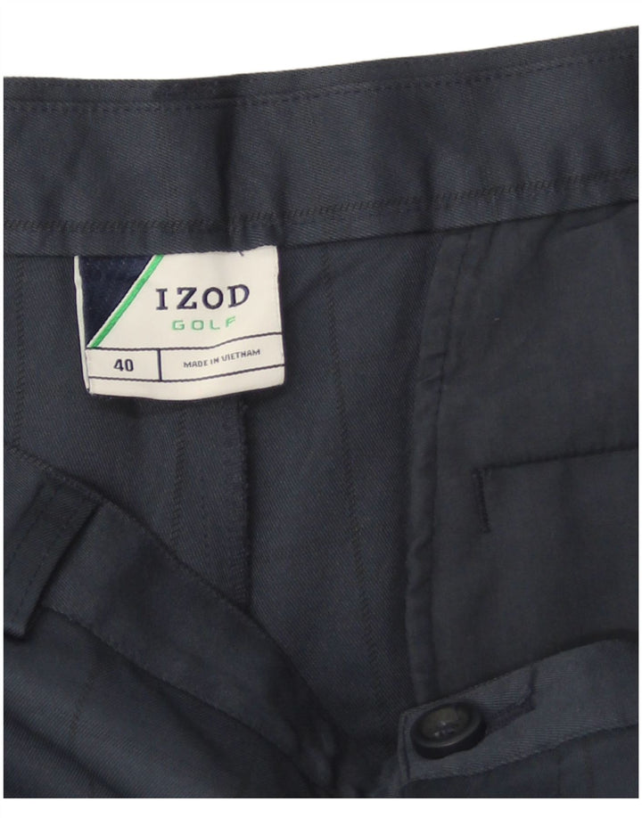 Izod Masculino Golf Chino Shorts W40 XL Azul Marinho Check Poliéster