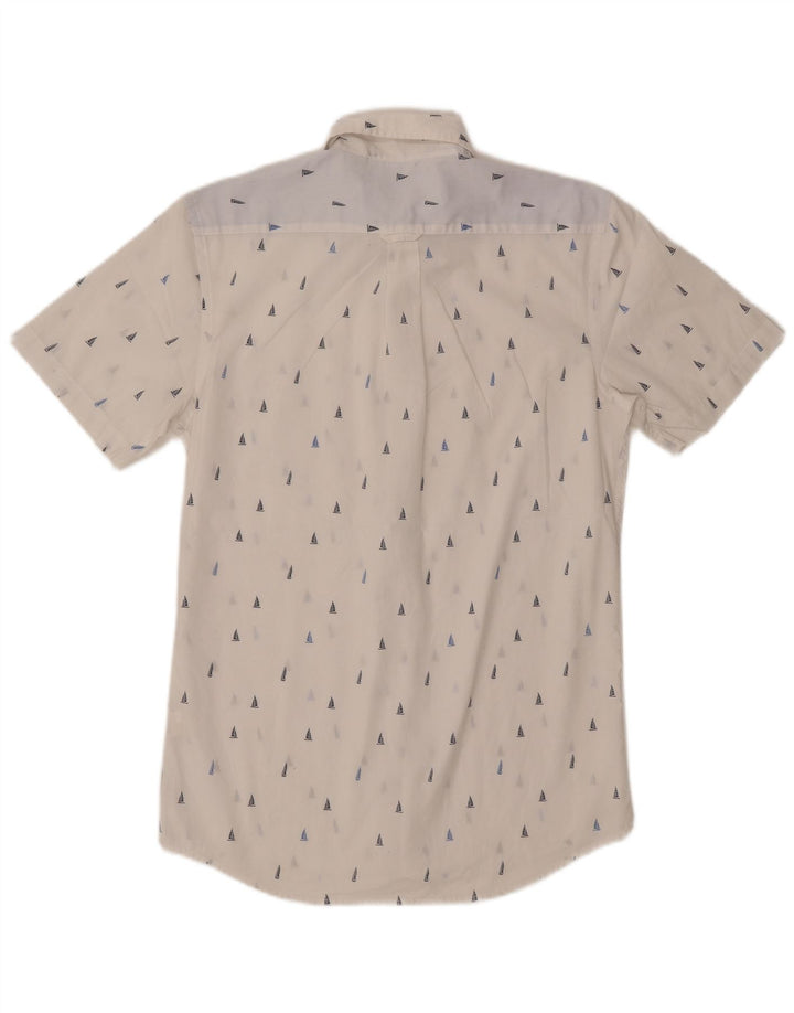 IZOD Camisa masculina abstrata de manga curta de algodão branco pequeno
