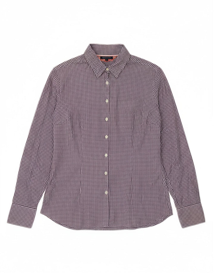 Camisa feminina TOMMY HILFIGER US 8 médio roxo algodão guingão