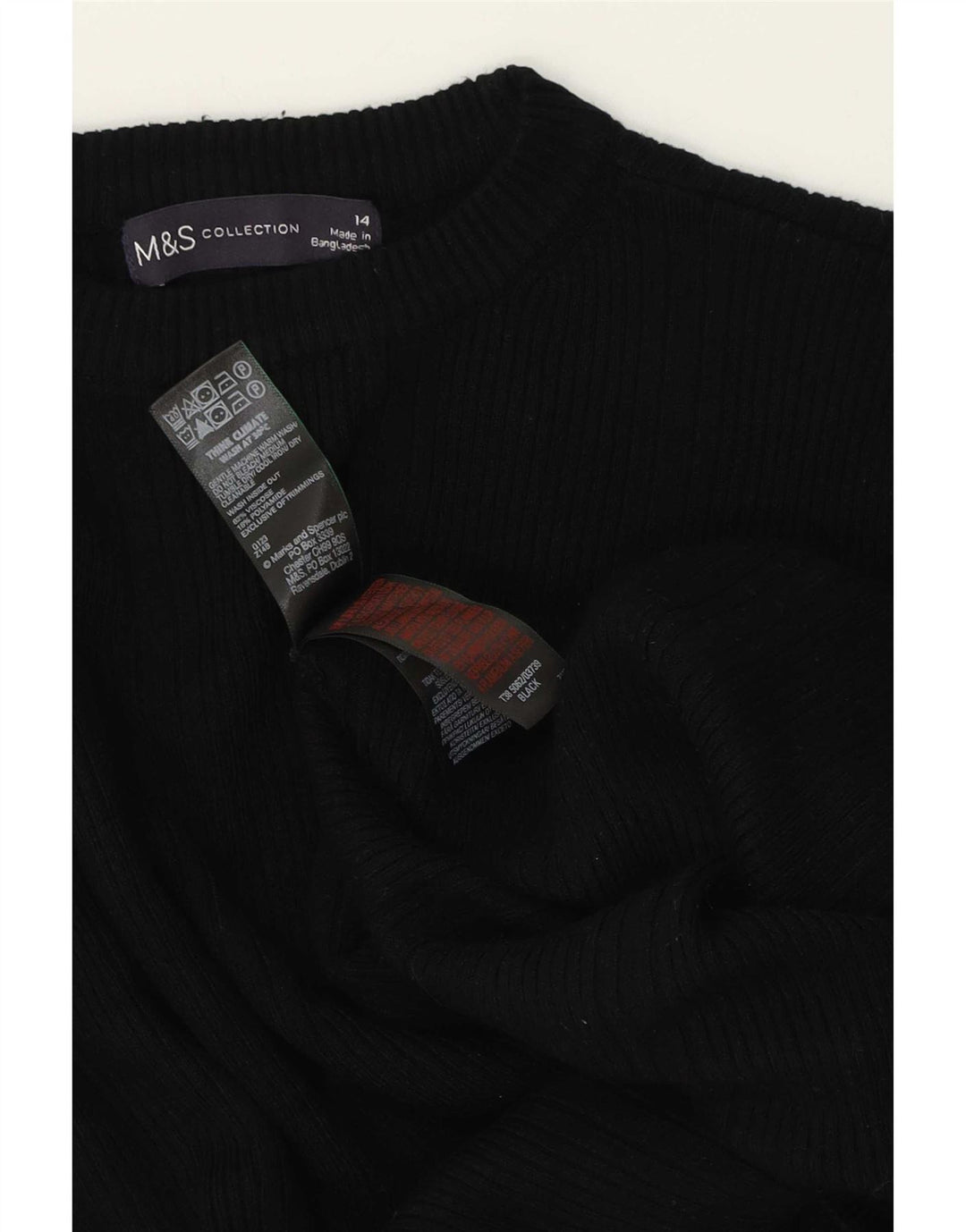 Suéter feminino Marks & Spencer com gola redonda Reino Unido 14 grande viscose preta