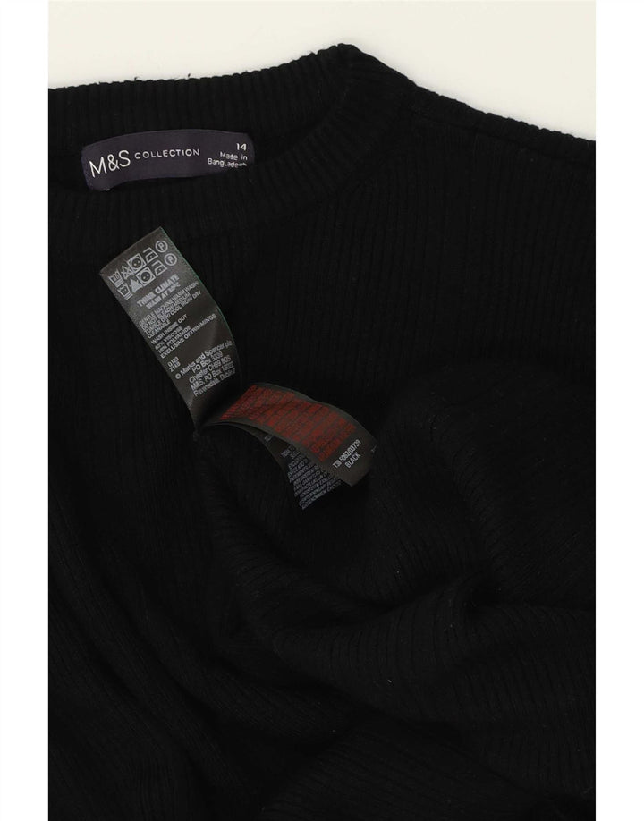 Suéter feminino Marks & Spencer com gola redonda Reino Unido 14 grande viscose preta