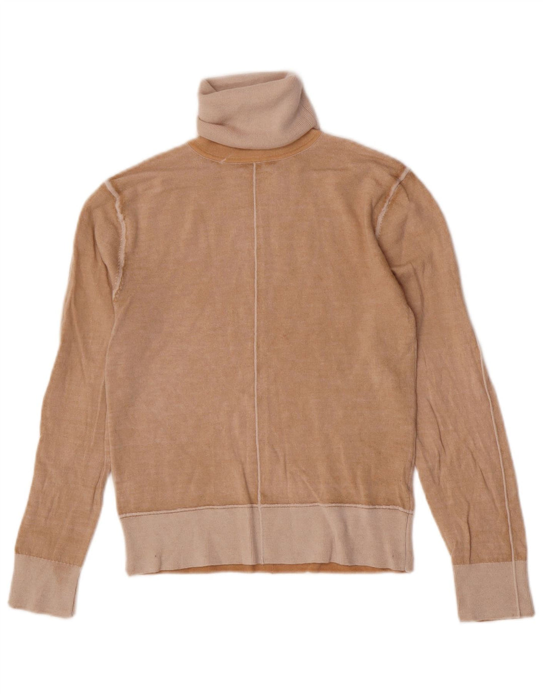 Suéter feminino Zara com gola redonda e lã bege médio Reino Unido 12