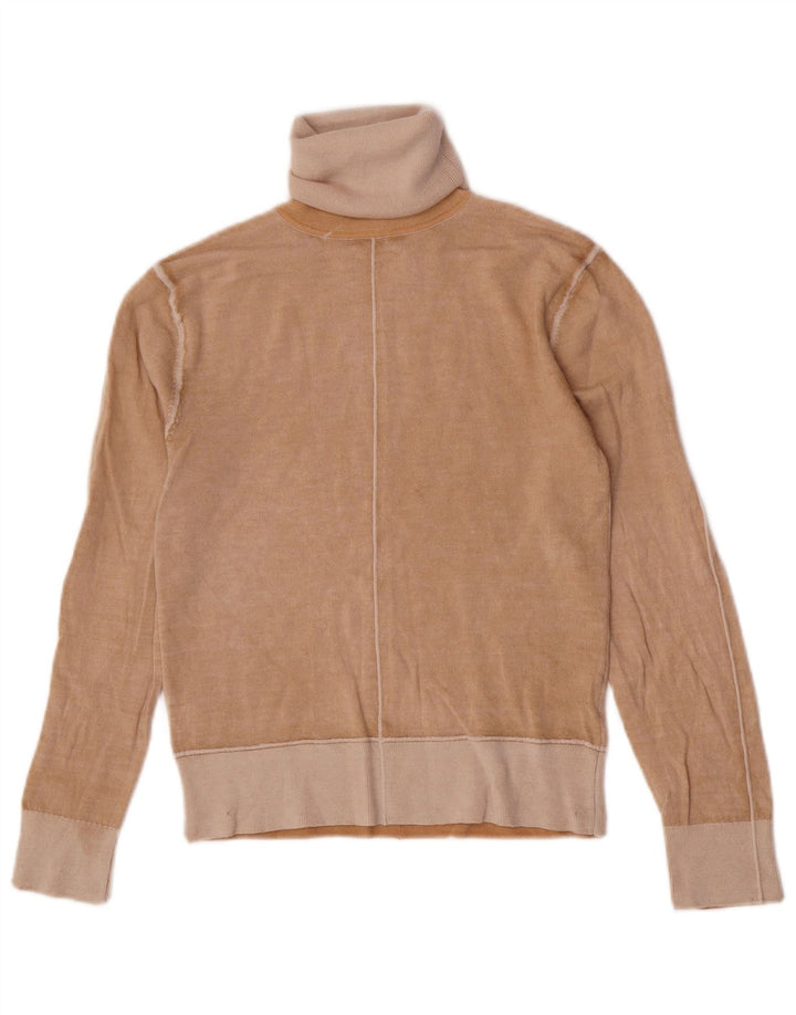 Suéter feminino Zara com gola redonda e lã bege médio Reino Unido 12