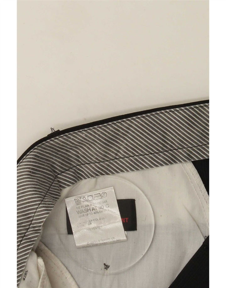 Calça masculina de terno reto Marks & Spencer W40 L33 poliéster preto