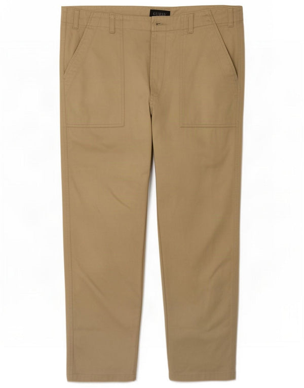 Guess Mens Slim Trousers W36 L28 Khaki Cotton