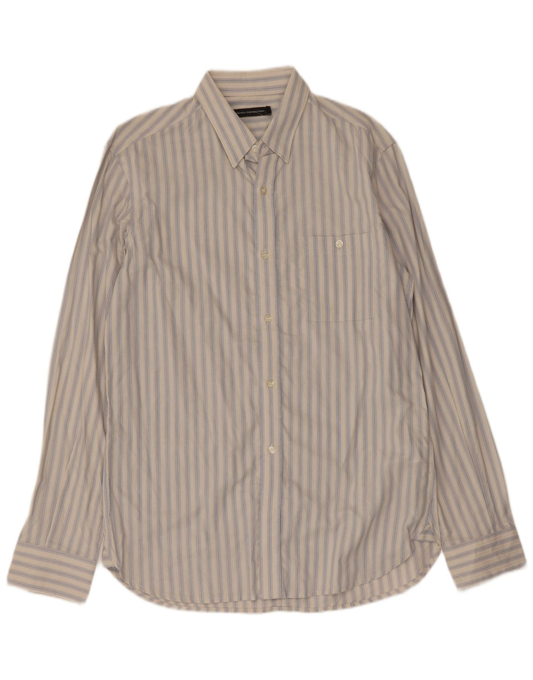 Camisa masculina French Connection algodão listrado branco médio
