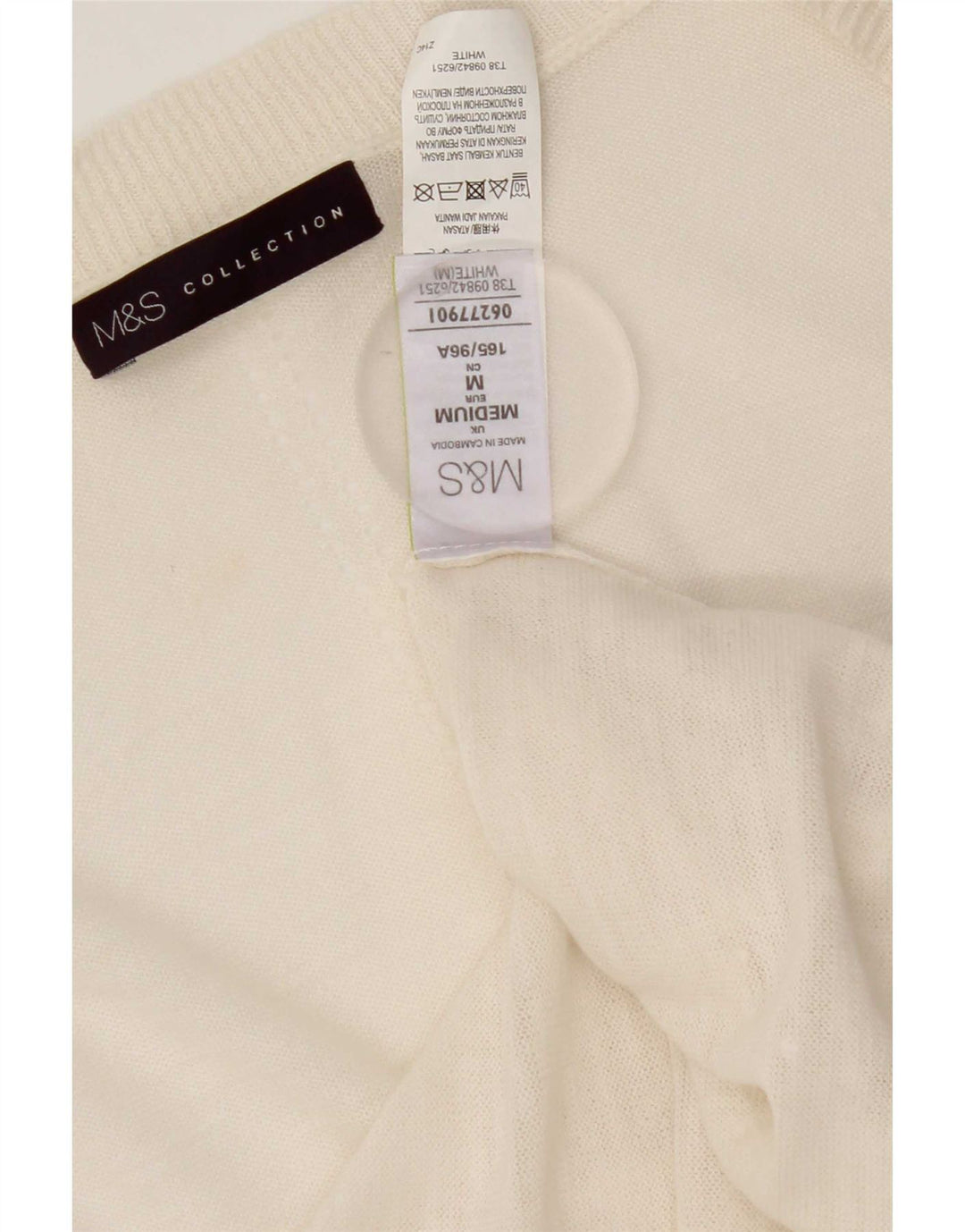 Suéter cardigã aberto feminino Marks & Spencer Longline Reino Unido 14 médio branco