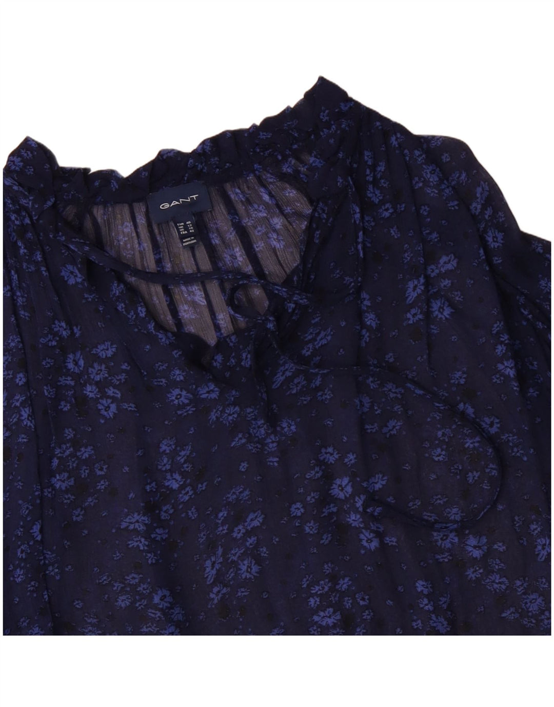 Blusa feminina grande de manga comprida GANT Reino Unido 12 médio azul marinho floral