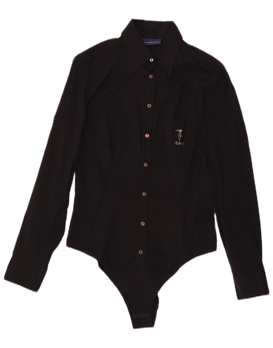 Macacão feminino Trussardi de manga comprida UK 12 algodão preto médio