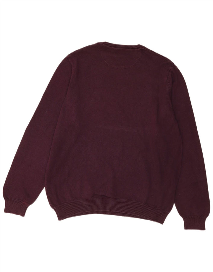 Suéter masculino Marks & Spencer com ajuste regular e gola redonda, grande Borgonha