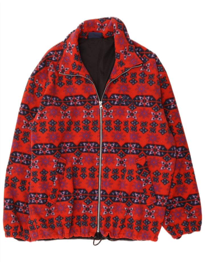 Jaqueta de lã masculina Asics UK 40 grande poliéster geométrico vermelho