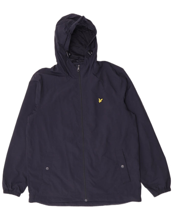 Jaqueta de chuva masculina Lyle & Scott com capuz UK 42 XL azul marinho nylon