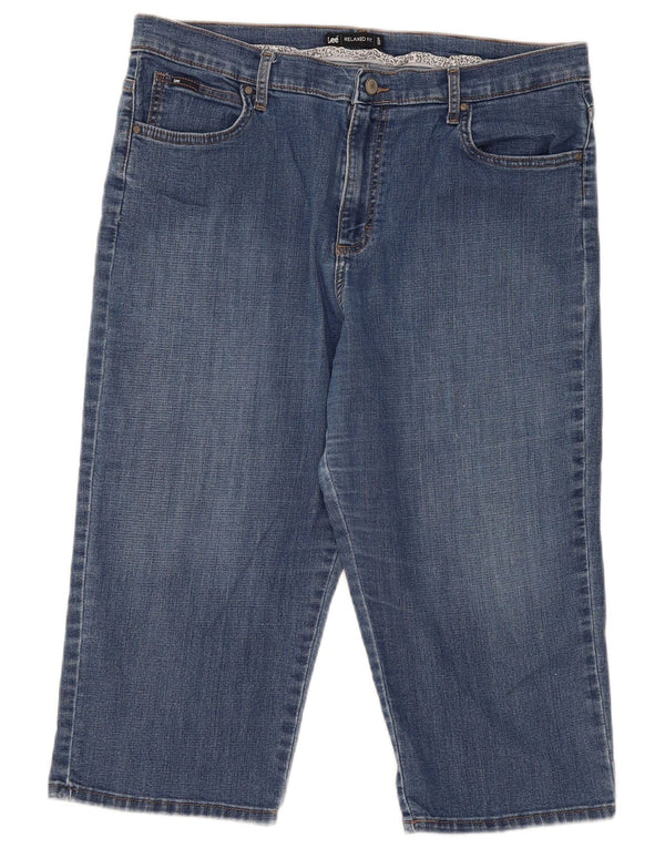 Calça jeans feminina Lee de cintura alta e ajuste relaxado W36 L20 azul