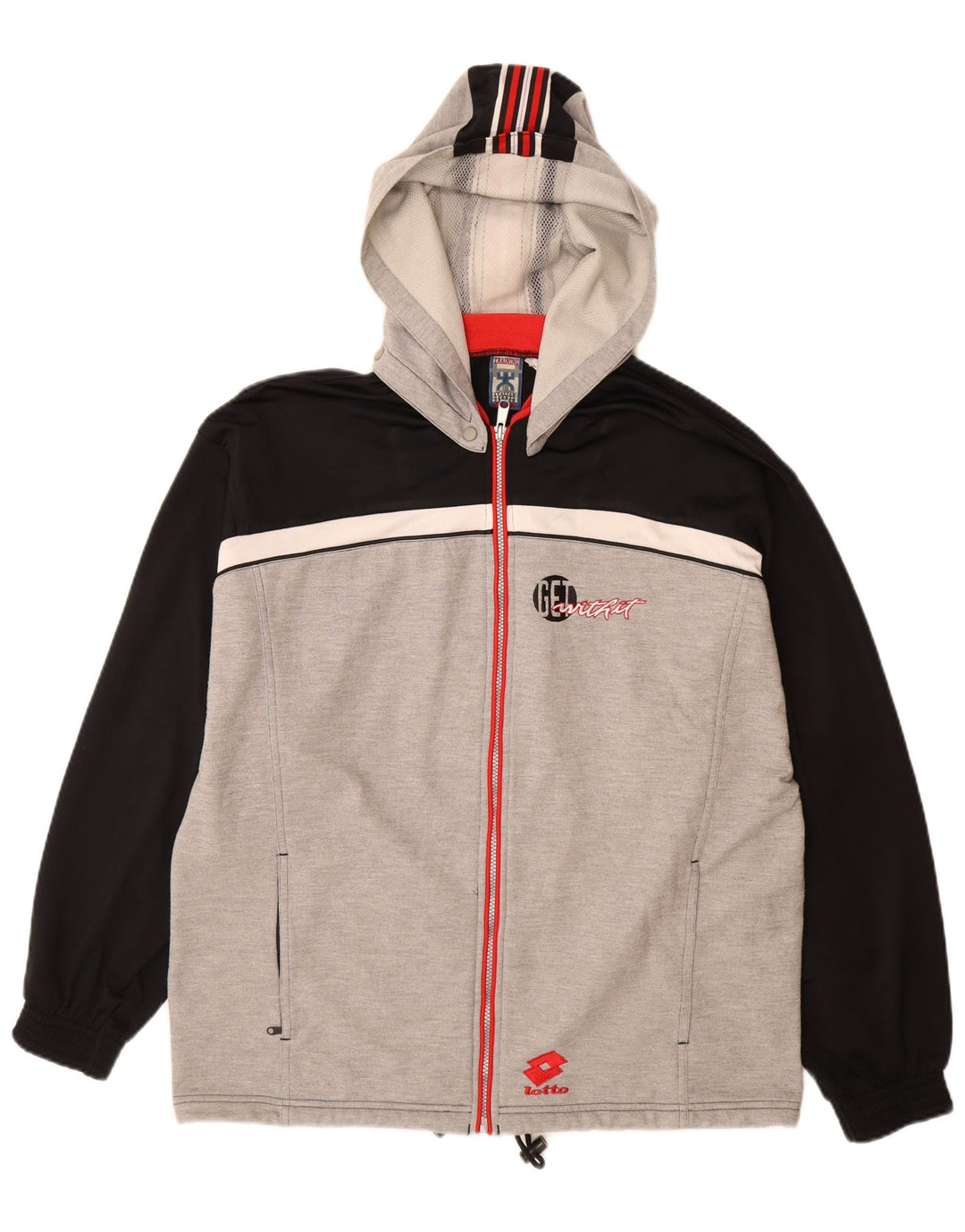 LOTTO Jaqueta masculina com capuz gráfico com capuz grande bloco colorido cinza