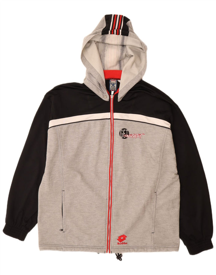LOTTO Jaqueta masculina com capuz gráfico com capuz grande bloco colorido cinza
