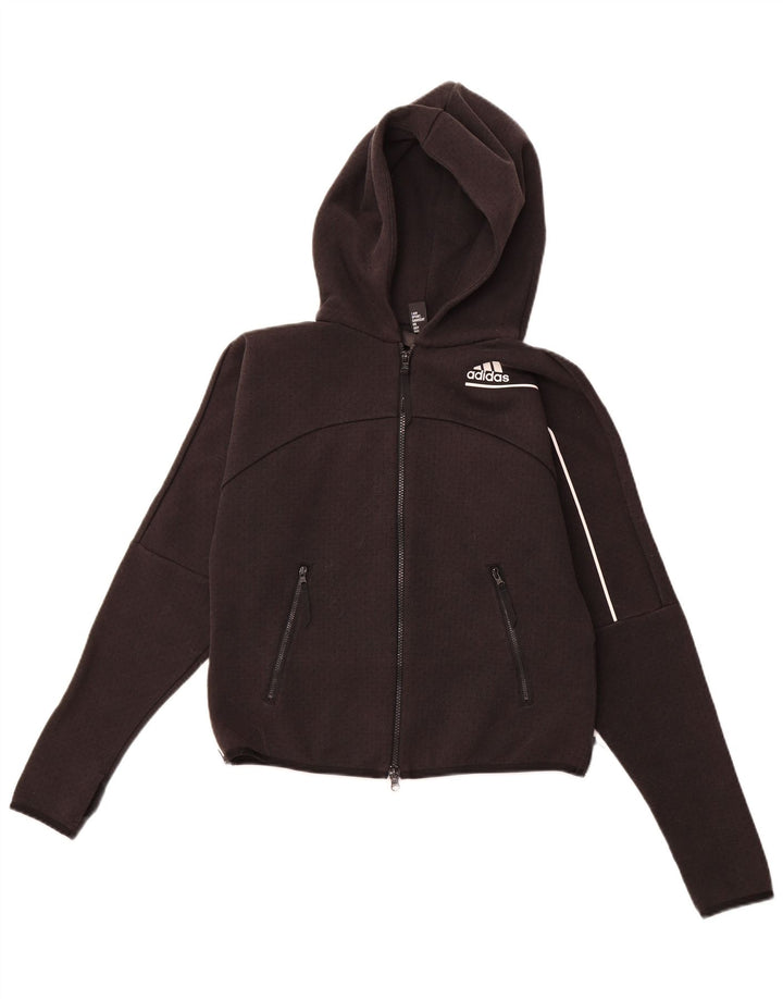ADIDAS Suéter feminino Primegreen Graphic Zip com capuz UK 12/14 Médio Preto