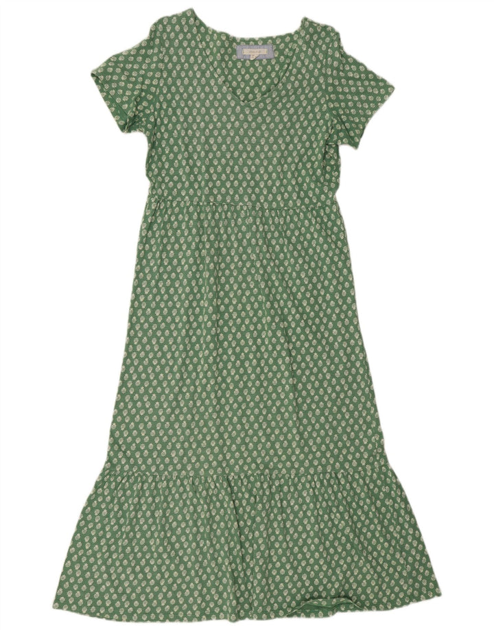 Vestido maxi feminino White Stuff UK 12 algodão floral verde médio