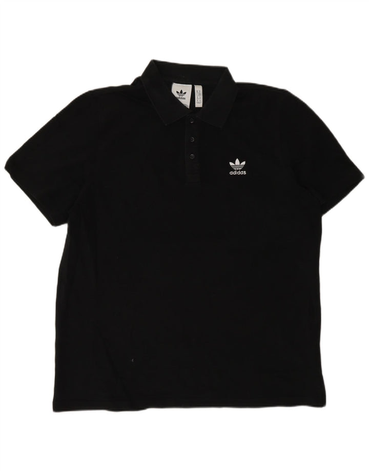 Camisa polo masculina Adidas médio algodão preto
