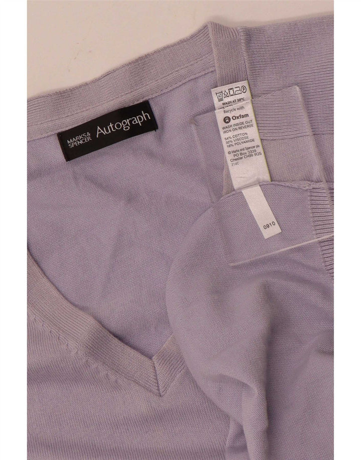 Suéter masculino Marks & Spencer Autograph com decote em V grande algodão azul