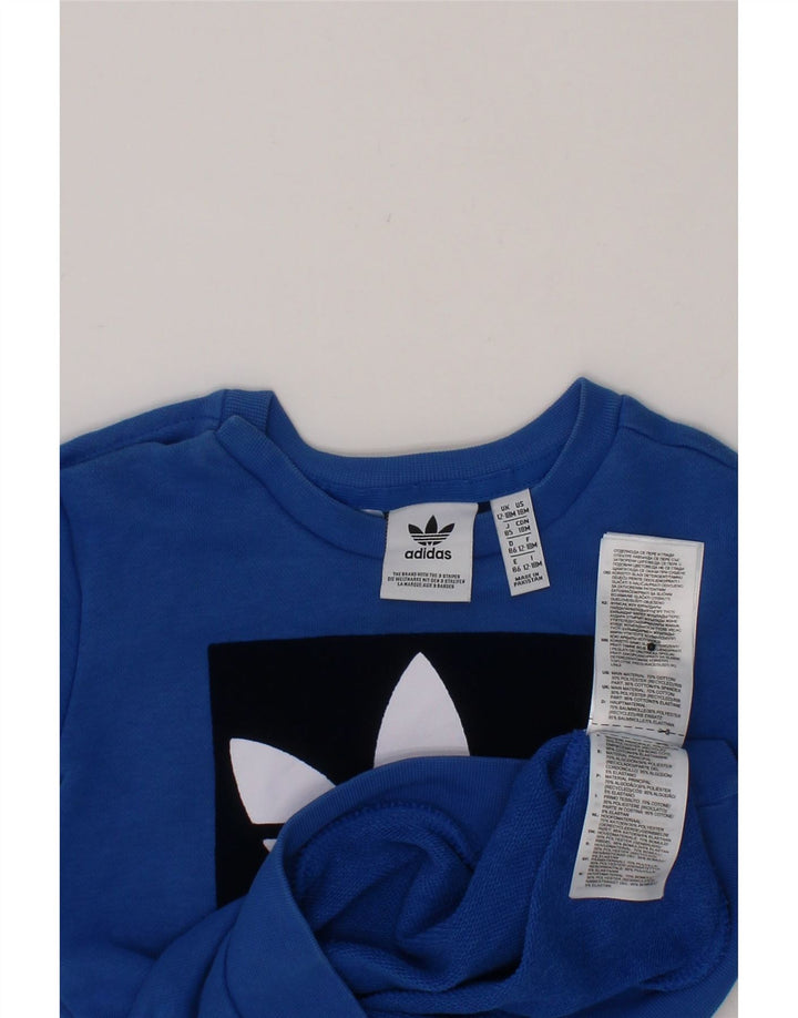 ADIDAS Baby Boys Graphic Sweatshirt Jumper 12-18 Months Blue Cotton Vintage Adidas and Second-Hand Adidas from Messina Hembry 