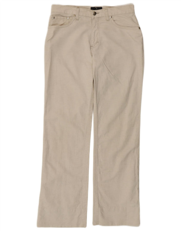 Calça feminina reta casual TRUSSARDI W26 L28 algodão branco