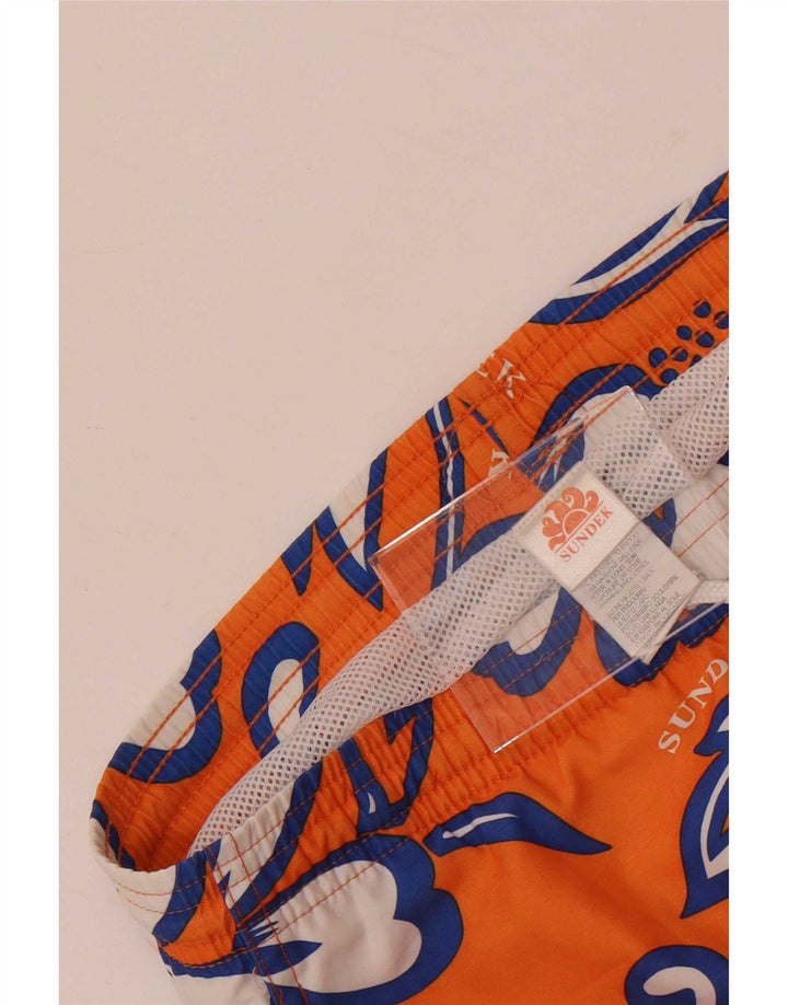 Sundek Mens Graphic Natação Shorts Médio Laranja Floral Poliéster