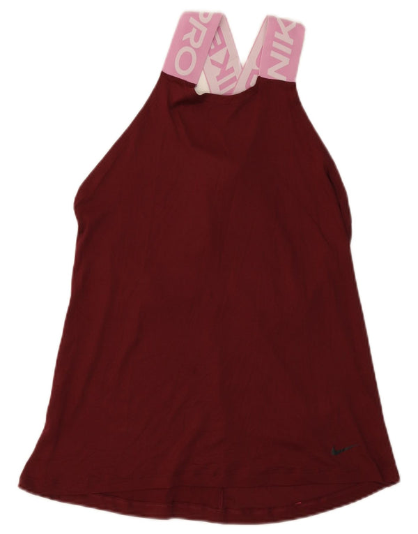 Colete feminino Nike Dri Fit Graphic UK 8 Pequeno Borgonha Colourblock Nylon