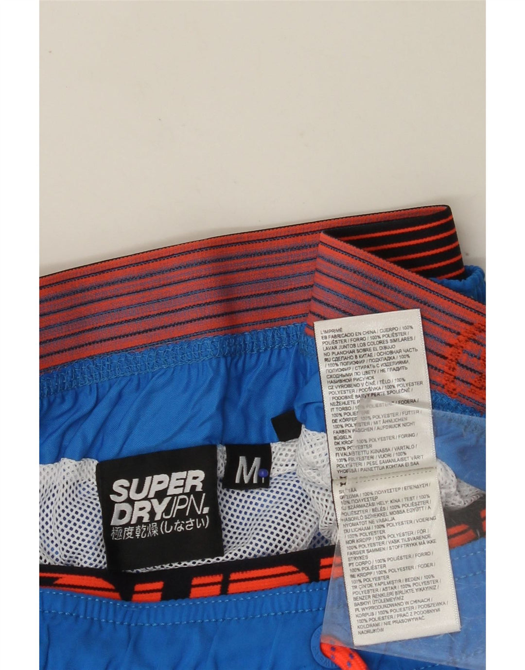 Shorts de natação masculino SUPERDRY gráfico azul médio poliéster