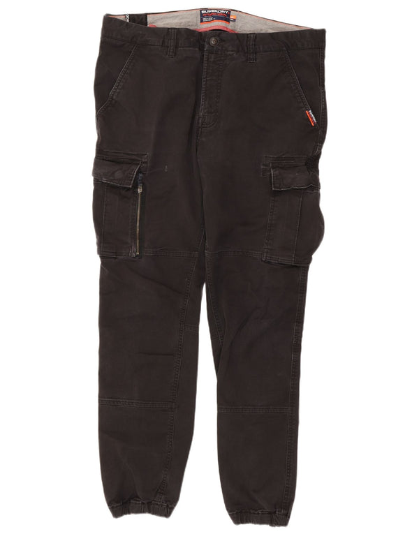 Superdry Mens Joggers Cargo Calças W36 L30 Algodão Preto