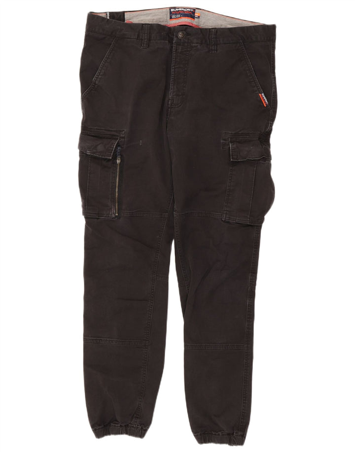 Superdry Mens Joggers Cargo Calças W36 L30 Algodão Preto