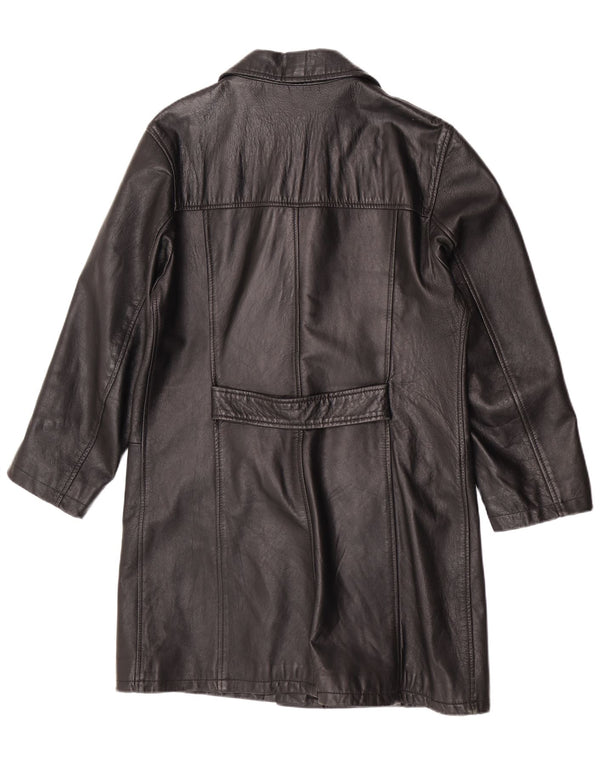Casaco de couro feminino vintage UK 14 médio preto