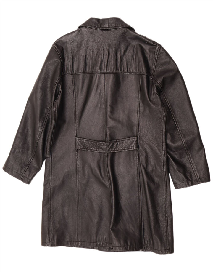 Casaco de couro feminino vintage UK 14 médio preto