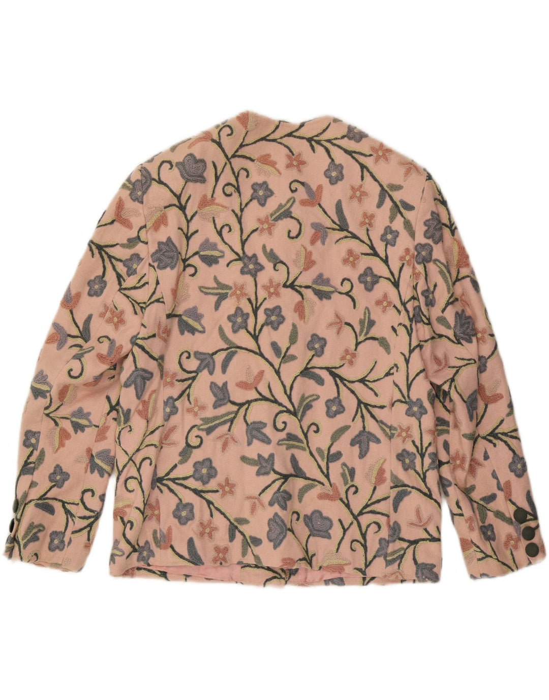 Jaqueta blazer feminina vintage de 6 botões UE 40 algodão floral rosa médio