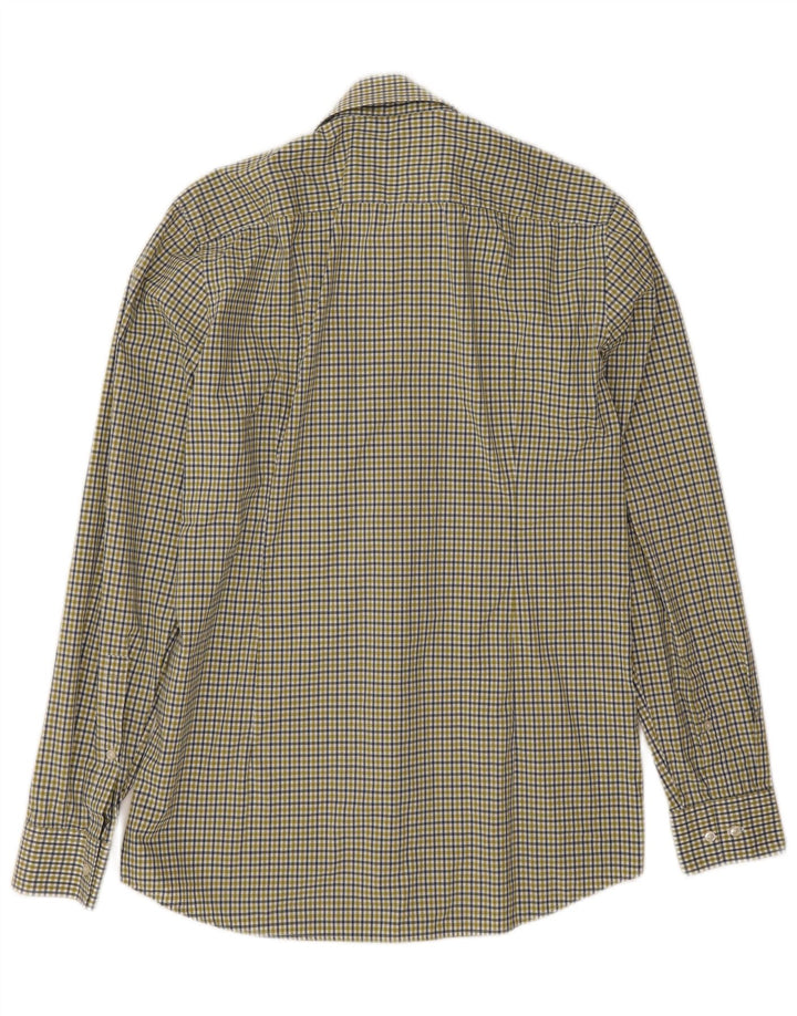 Camisa masculina Hugo Boss Slim Fit tamanho 15 1/2 algodão guingão verde médio