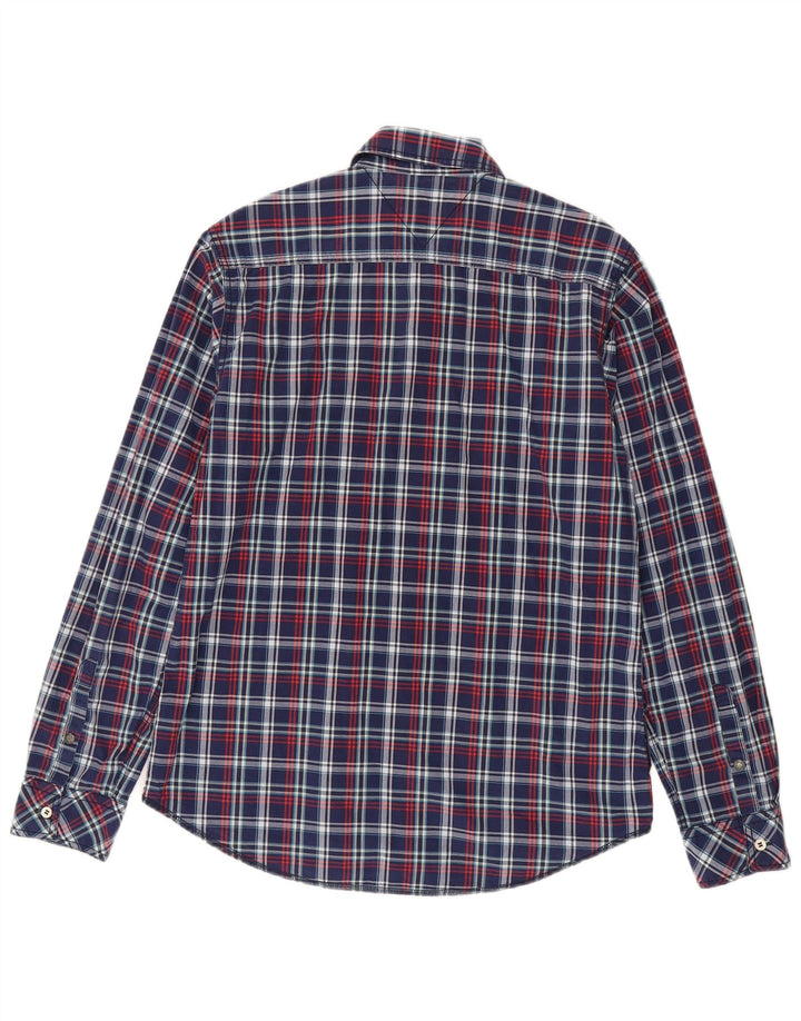 Camisa masculina Tommy Hilfiger média xadrez azul marinho algodão